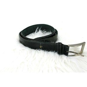 Swiss Gear Wenger Belt Black Leather size 36 Mens Adjustable Silver Metal Logo